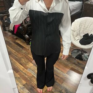 Black Pinstripe Women's dress shirt